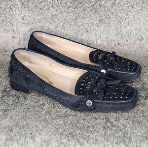 Tod's Suede Studded Low Pump Loafer Black Women's 8